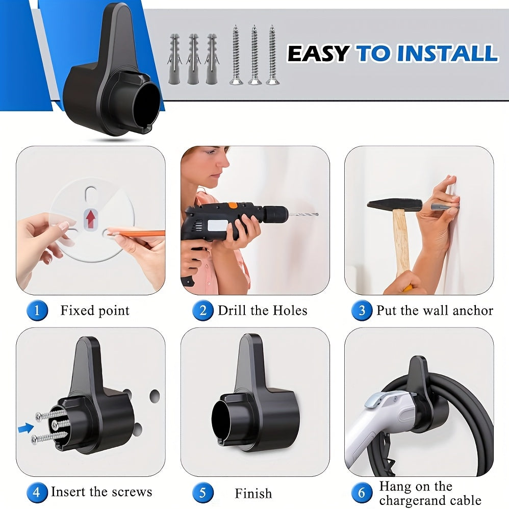 Soporte de pared para cable de carga EV para J1772, organizador de cables, gancho de pared