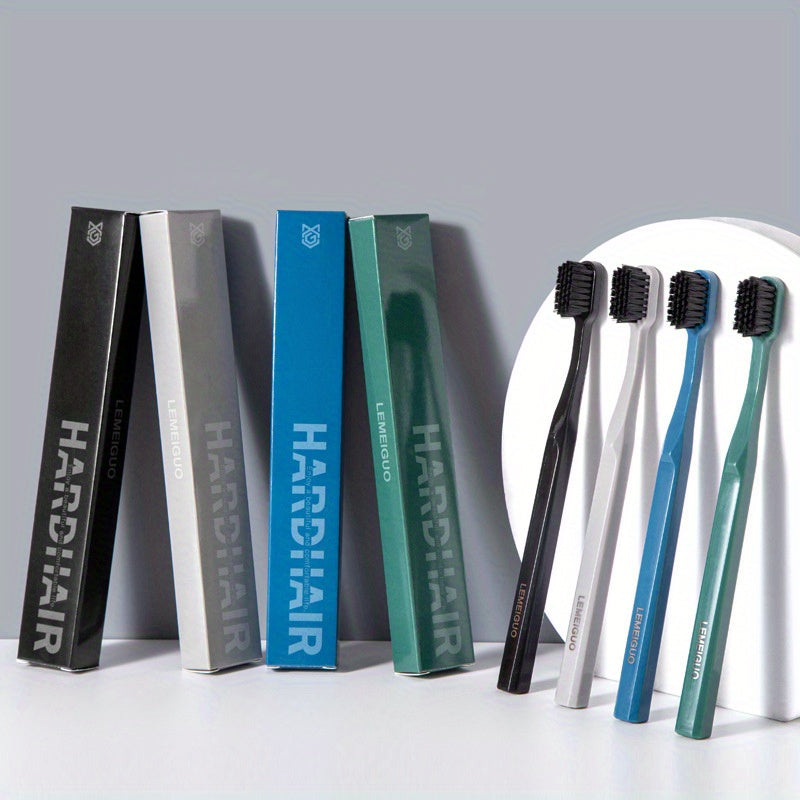 Adult Hard Bristle Toothbrush for Home Use, Straight, Durable, White