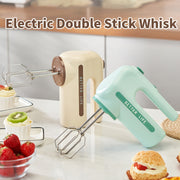 Dual-Color Rechargeable Electric Hand Mixer with 5-Speed Control and Stainless Steel Whisks