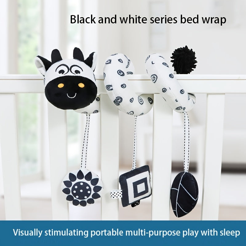 Baby Stroller and Crib Mobile Black and White Patchwork Rattle Toy for Newborns