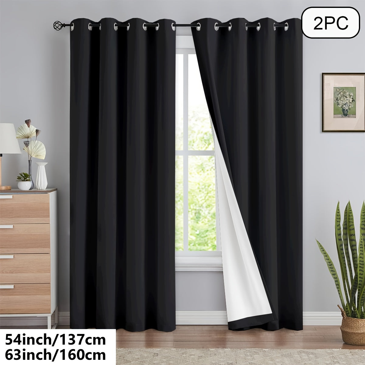 Blackout Curtains 54x84 Inches Off-White Grommet Full Blackout with White Lining