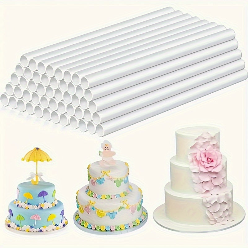 Paquete de 50 soportes de madera para pasteles, diámetro de 10mm, longitud de 300mm, para hornear y decorar