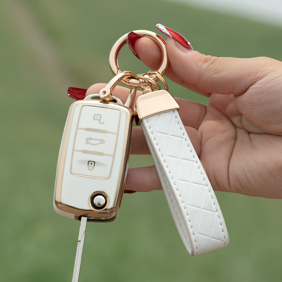 Soft Shell TPU Key Bag With Leather Rope Key Chain Car Key Set