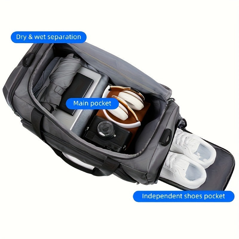 Katta sig'imli basketbol sumkasi, alohida poyabzal bo'limi bilan, sport, fitnes va sayohat uchun mos.