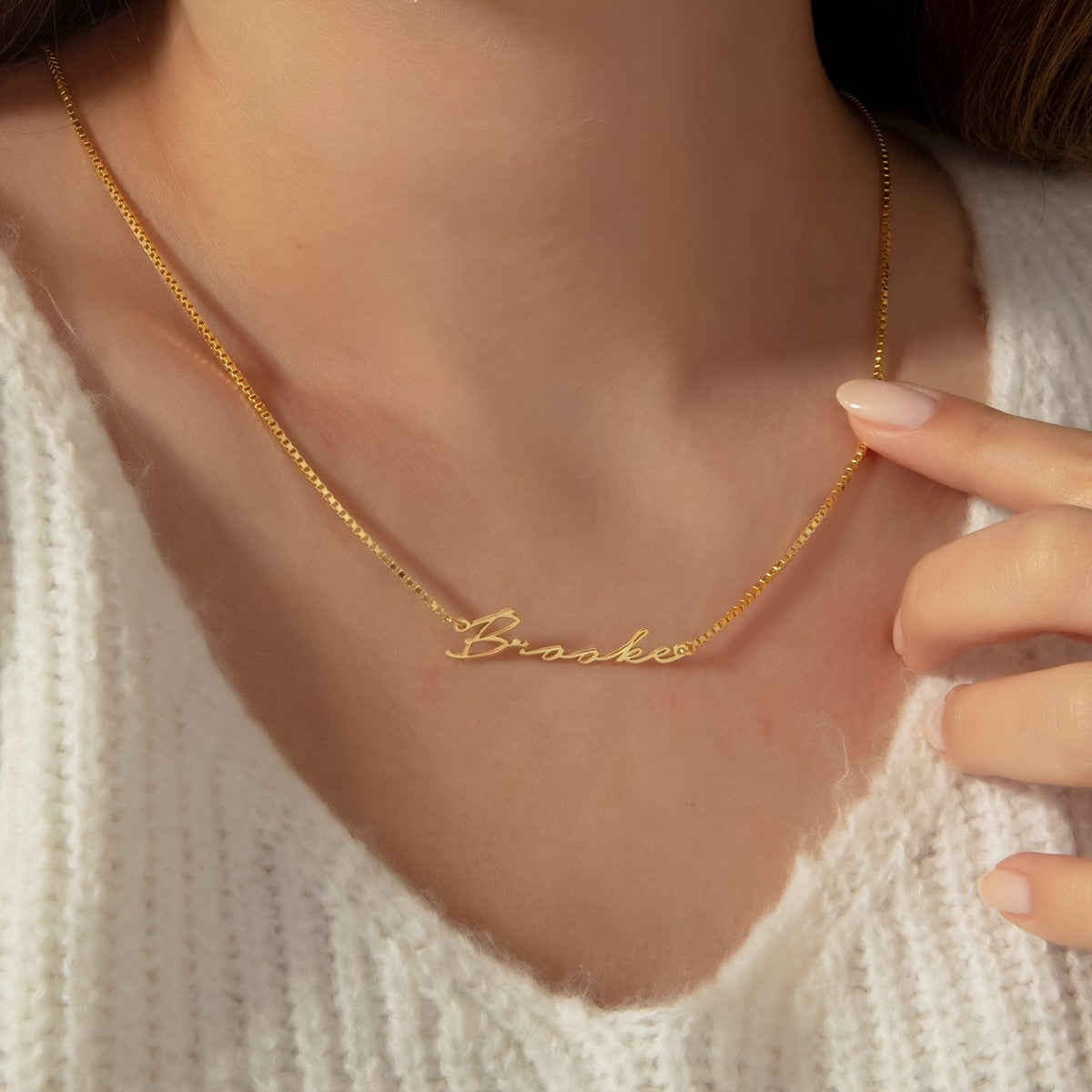 Stainless Steel Name Necklace with 18K Gold Plating Personalized Jewelry for Women