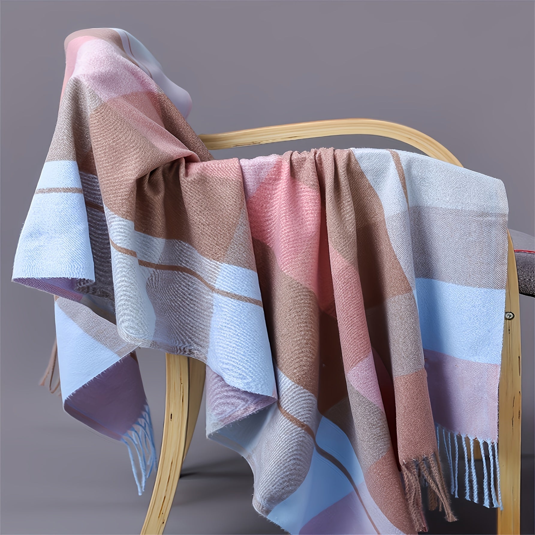 Enlarged Plaid Scarf 200cm x 70cm Warm Unisex Shawl for Autumn Winter