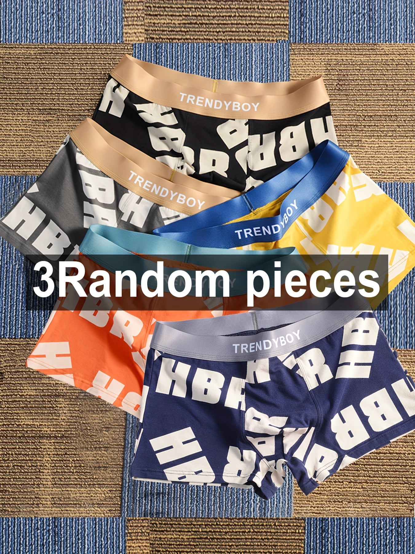 Men's Cotton Boxer Briefs with Elastic Waistband and Random Colors