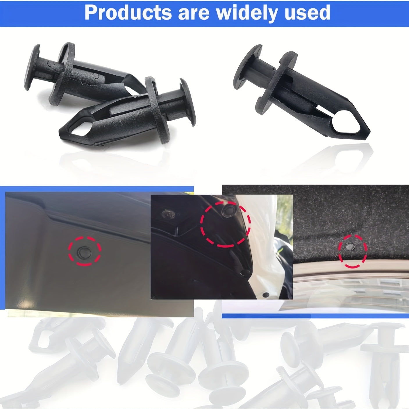 100 Pack ATV Fender Clip Pusher Fasteners for Motorcycles and Quads