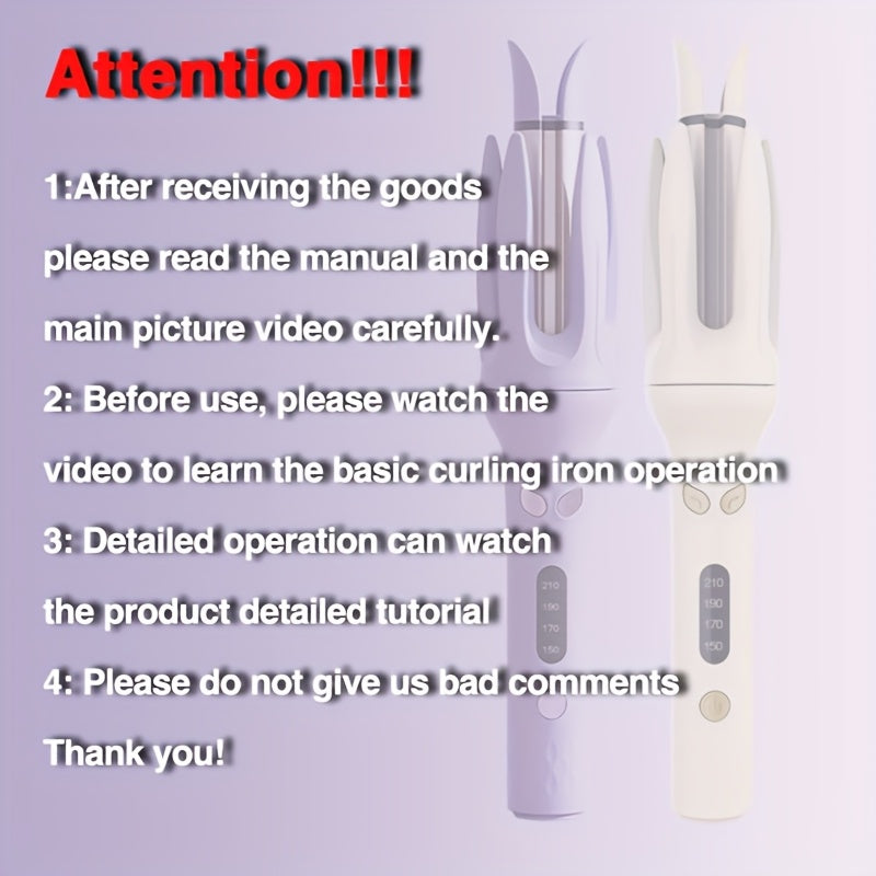 Rizador de cabello automático de 28mm con tecnología de iones negativos y 4 configuraciones de temperatura para cabello seco