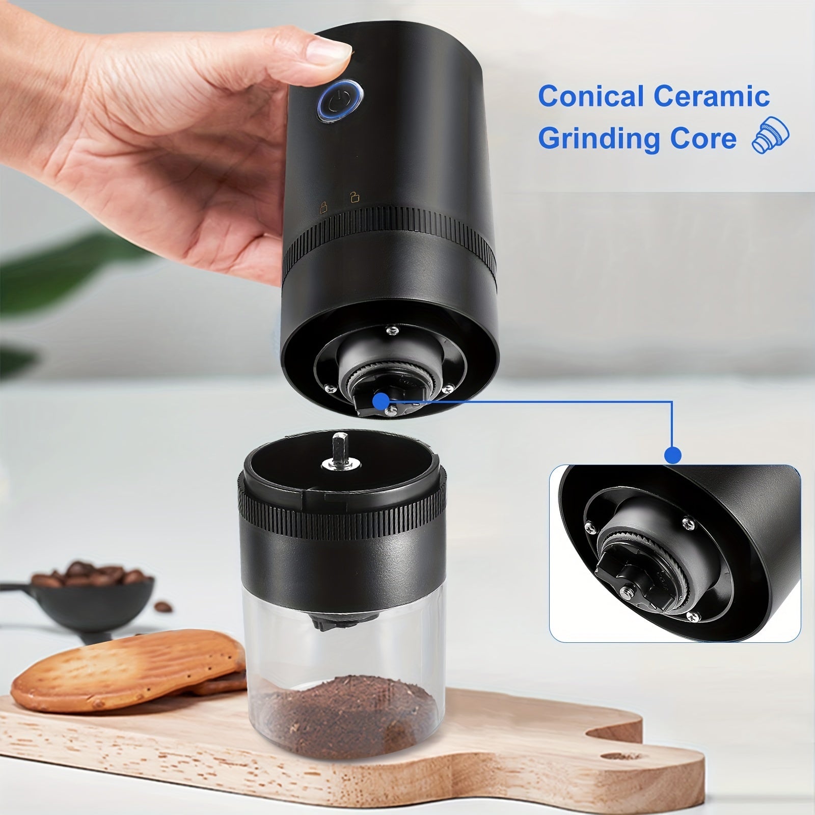 Electric Coffee Grinder Burr Mill for Freshly Ground Coffee Black