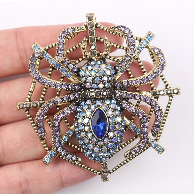 Punk uslubidagi vintage rhinestone to'rgul brosh - kiyimlar uchun hayvon ilhomlangan hasharot pin - jasur moda bayonoti aksessuar