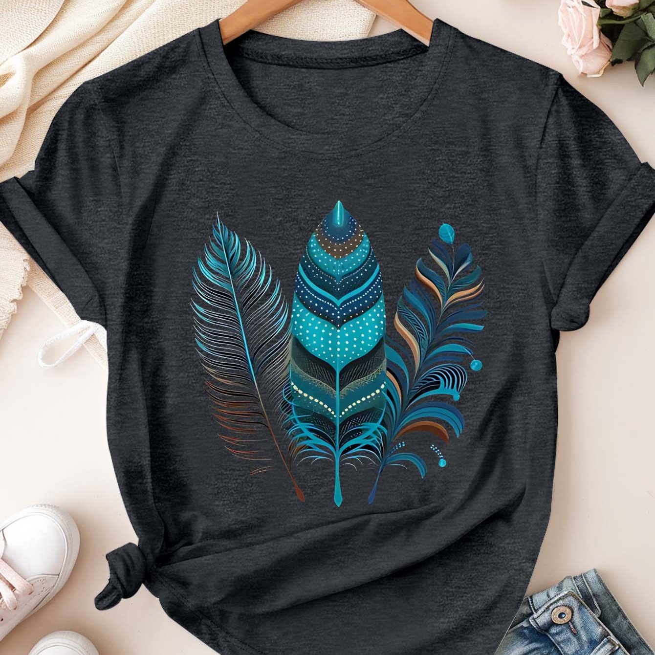 Plus Size Women's Short Sleeve T-Shirt Vibrant Pop Art Relaxed Fit Casual Top