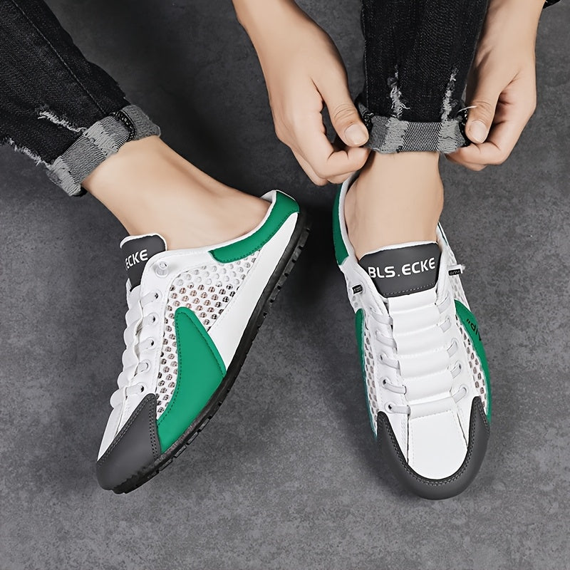 Men's Casual Slip-On Half Slippers with Anti-Slip Wear-Resistant PVC Sole