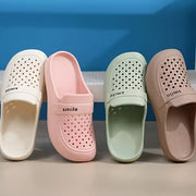 Women's Black EVA Flat Bottom Anti-slip Beach Slip-Ons