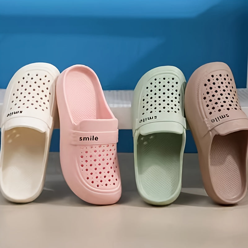 Women's Black EVA Flat Bottom Anti-slip Beach Slip-Ons