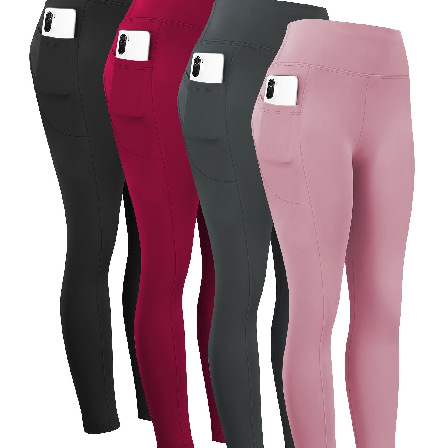 Women High Waist Yoga Pants Stretch Tight Leggings with Pockets and Abdominal Support
