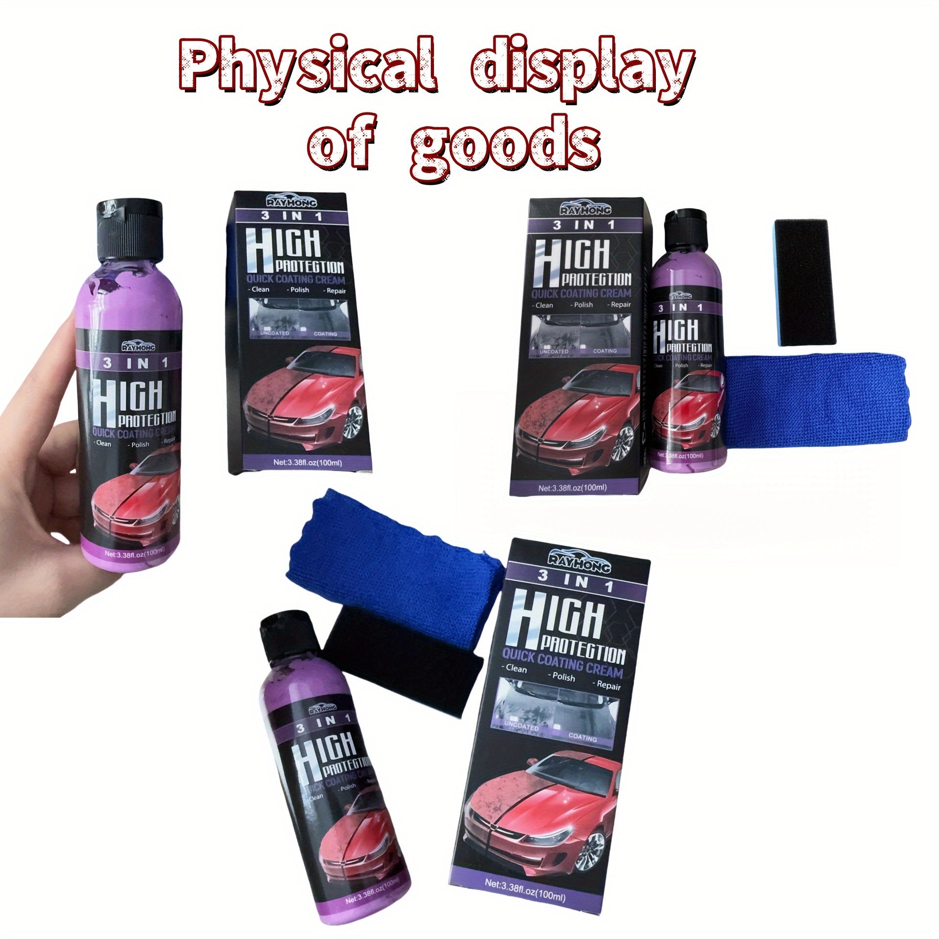 3-in-1 Car Scratch Repair and Shine Kit for Polishing and Maintenance