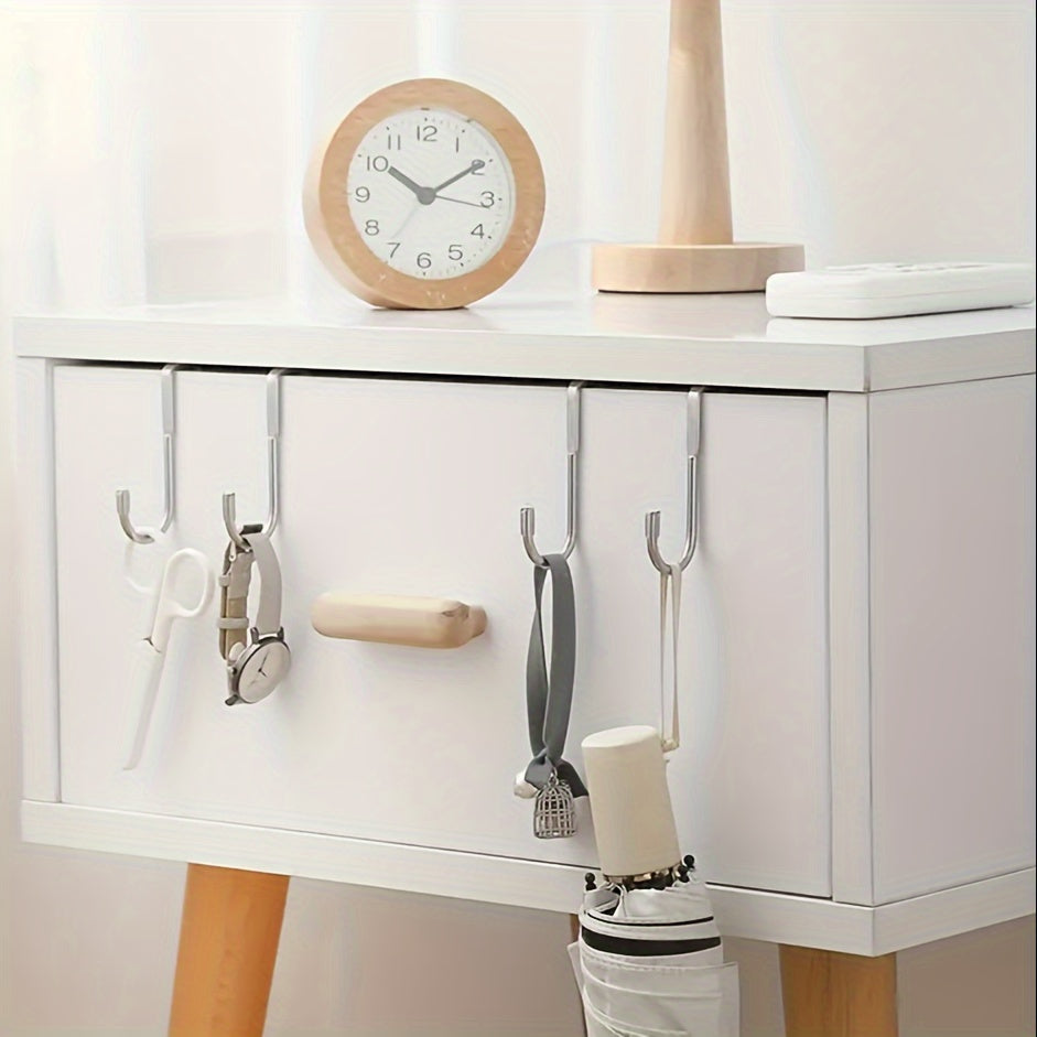 Ganchos dobles en forma de S de acero inoxidable para dormitorios y baños Ganchos adhesivos para armarios