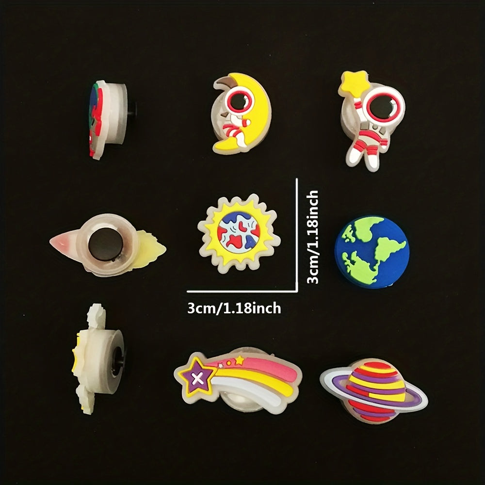 2-Pack Glow-in-The-Dark PVC Astronaut LED Charms for Clogs and Sandals