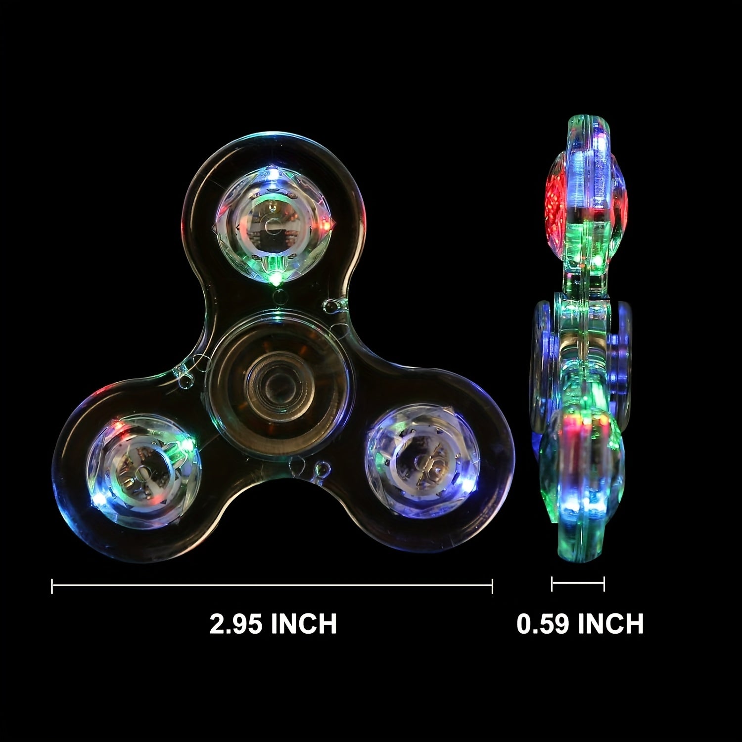 Transparent LED Light-Up Fidget Spinner for Stress Relief and Fun for All Ages