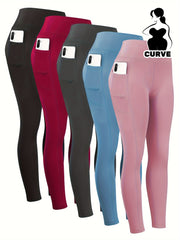 Women's Plus Size High Waist Yoga Pants With Pockets Cropped Leggings