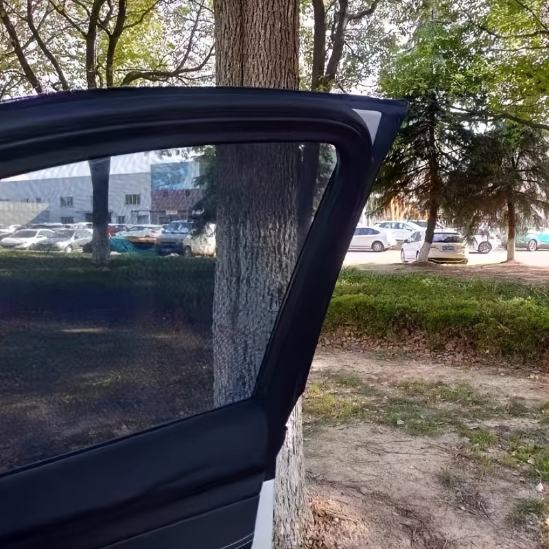 4PC Car Window Screens Set Front And Rear Sun Shade Fabric Vehicle Interior