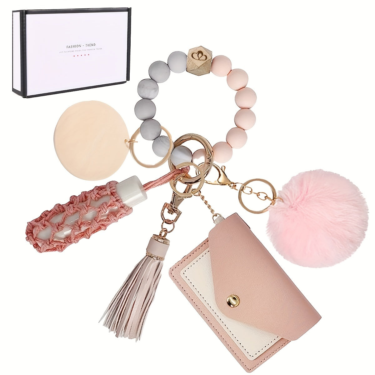 Набор из 7 силиконовых браслетов-ключниц с кошельком и держателем для губной помады - идеальный подарок для женщин, включая подруг и маму, в качестве брелков для автомобильных ключей