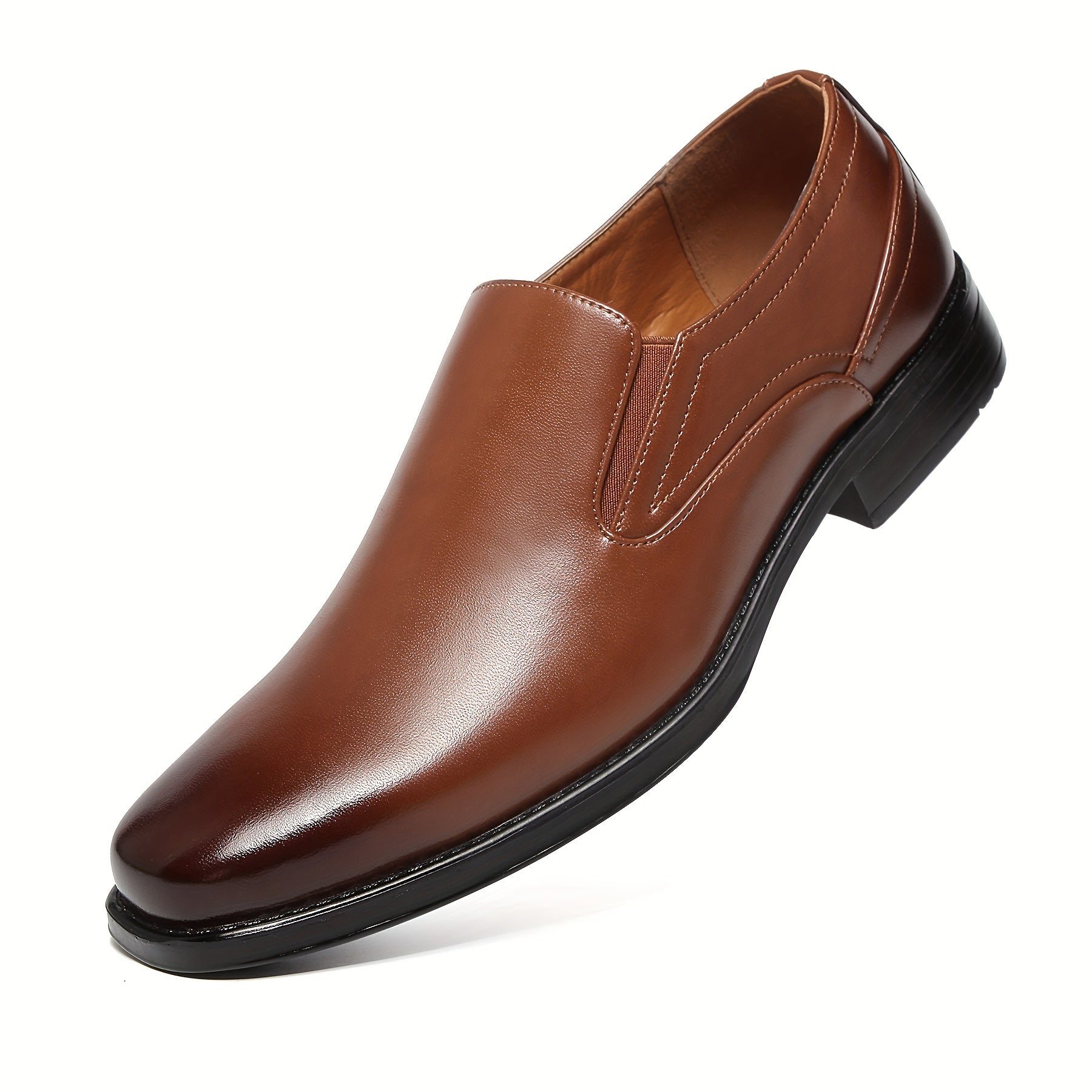 Men's Breathable Slip-On Dress Shoes with Square Toe Faux Leather Black for Business Indoor Outdoor