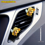 Car Air Vent Aroma Decor Clip 2D Flat Cute Bee Pattern Holder for Vehicle