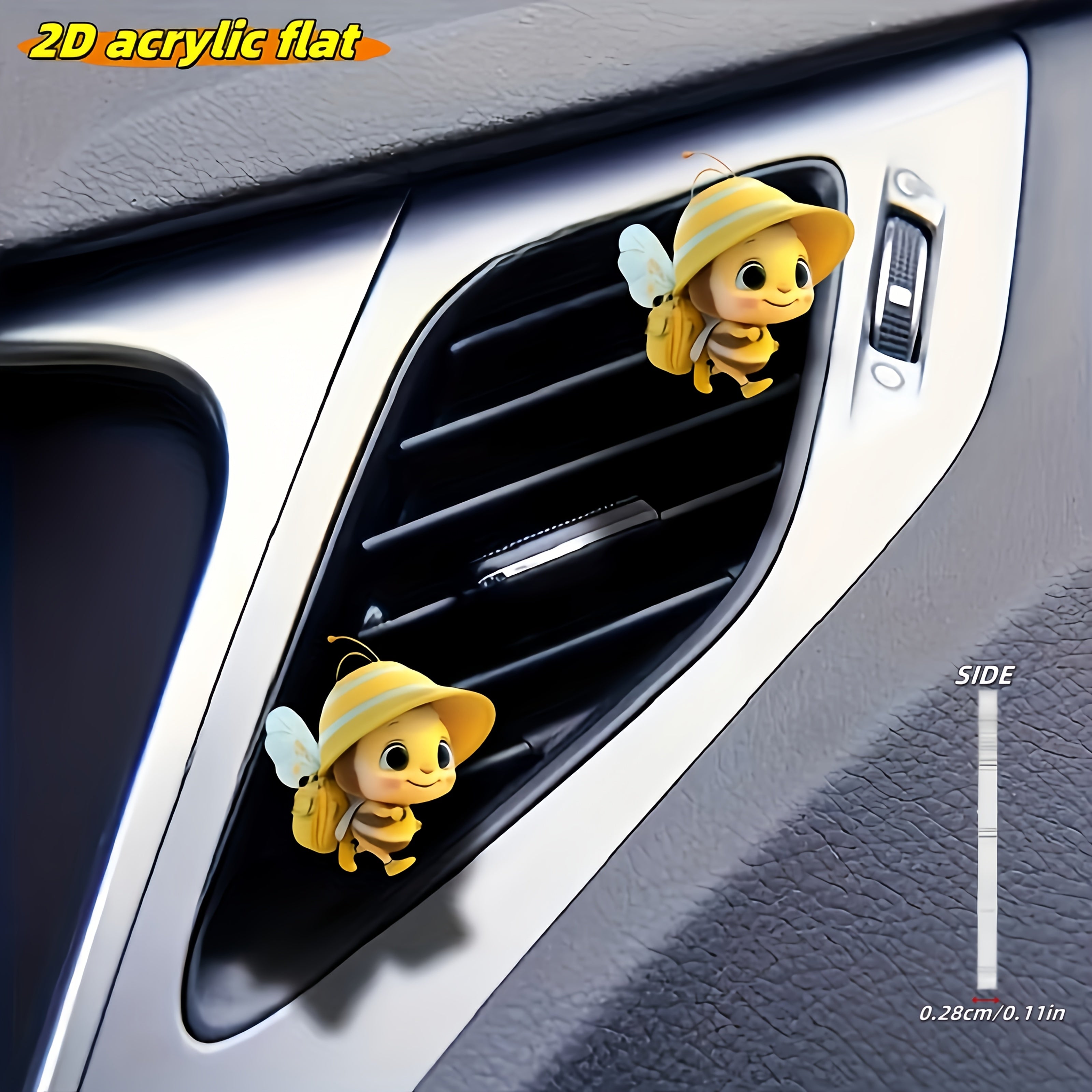 Car Air Vent Aroma Decor Clip 2D Flat Cute Bee Pattern Holder for Vehicle