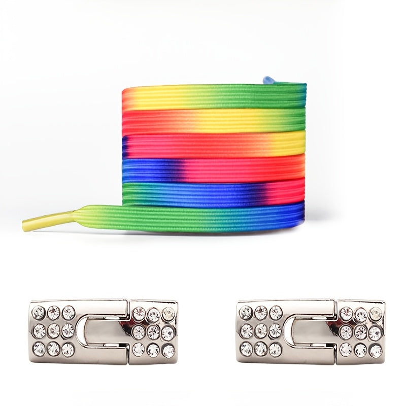 Unisex No-Tie Shoelaces Solid Colors Lightweight Acetate Rivet Details