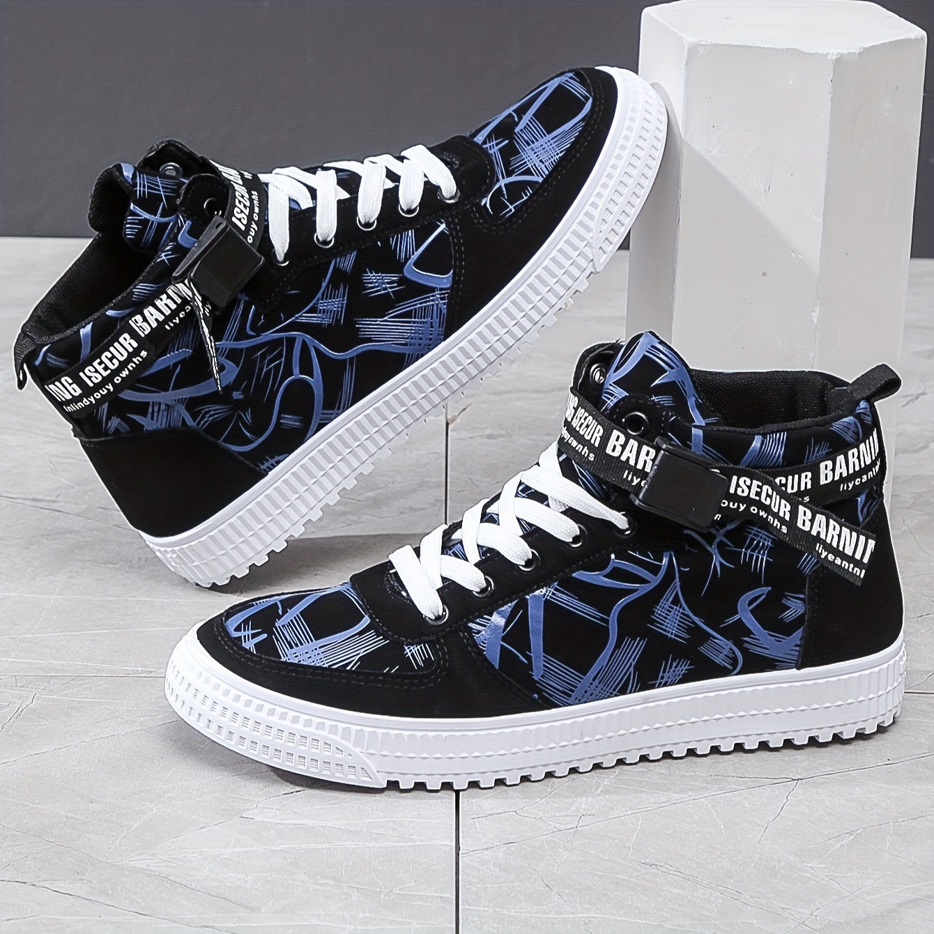 Мужские высокие кеды для скейтбординга, повседневные кроссовки на шнуровке с ПВХ подошвой