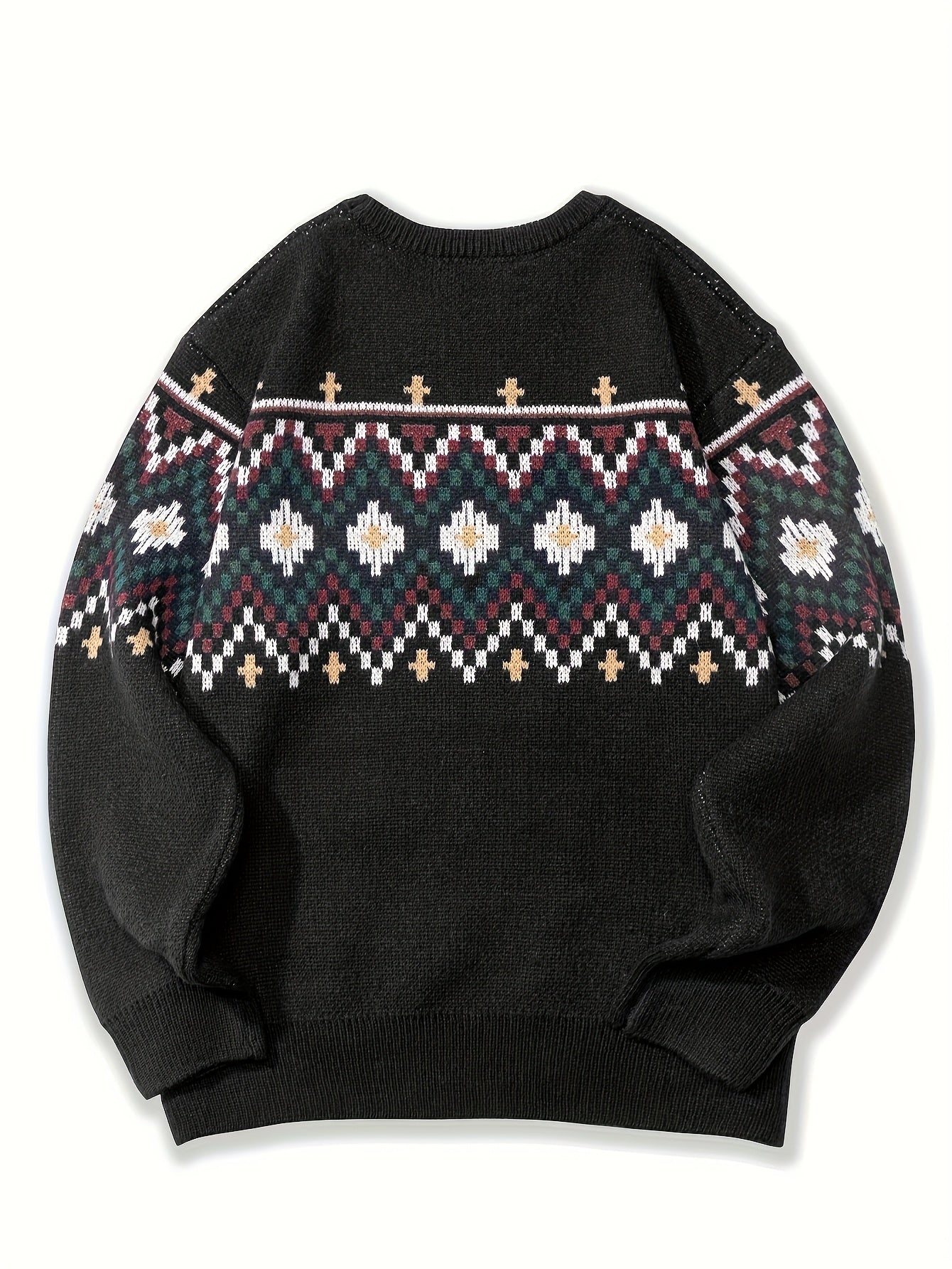 Мужской свитер с нордическим узором большого размера для повседневной осенне-зимней носки