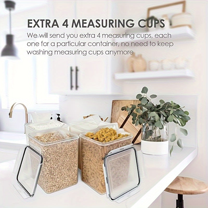 Set of 4 Airtight Food Storage Containers 5.2L Plastic Pantry Organizer