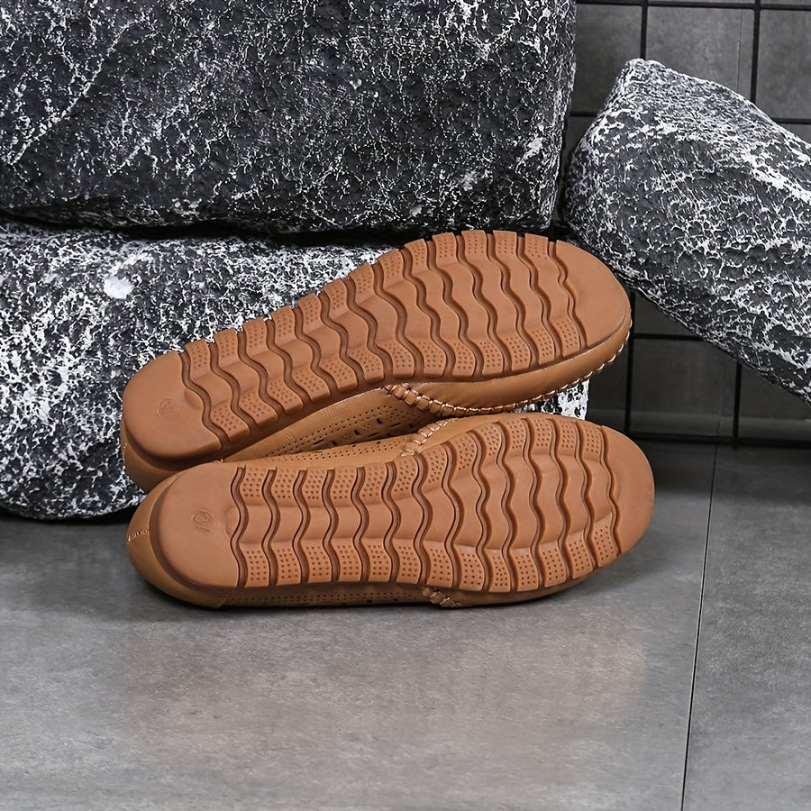 Women's Slip-On Loafers Cushioned TPR Sole Breathable PU Fabric Casual Shoes