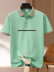 Men's Summer Geometric Pattern Polo Shirt Short Sleeve Polyester Casual in Navy Green Khaki Black Pink