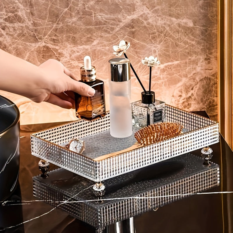 Cosmetic Storage Organizer with Desktop Tray for Perfume and Makeup Bathroom Accessories