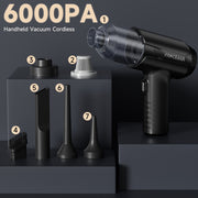 PANCERKA Qo'l bilan ishlatiladigan Avtomobil Changyutgichi, 6000PA Portativ Simsiz, Ko'p nozzle'lar, Avtomobil, Uy, Hayvon, Ofis uchun ixcham