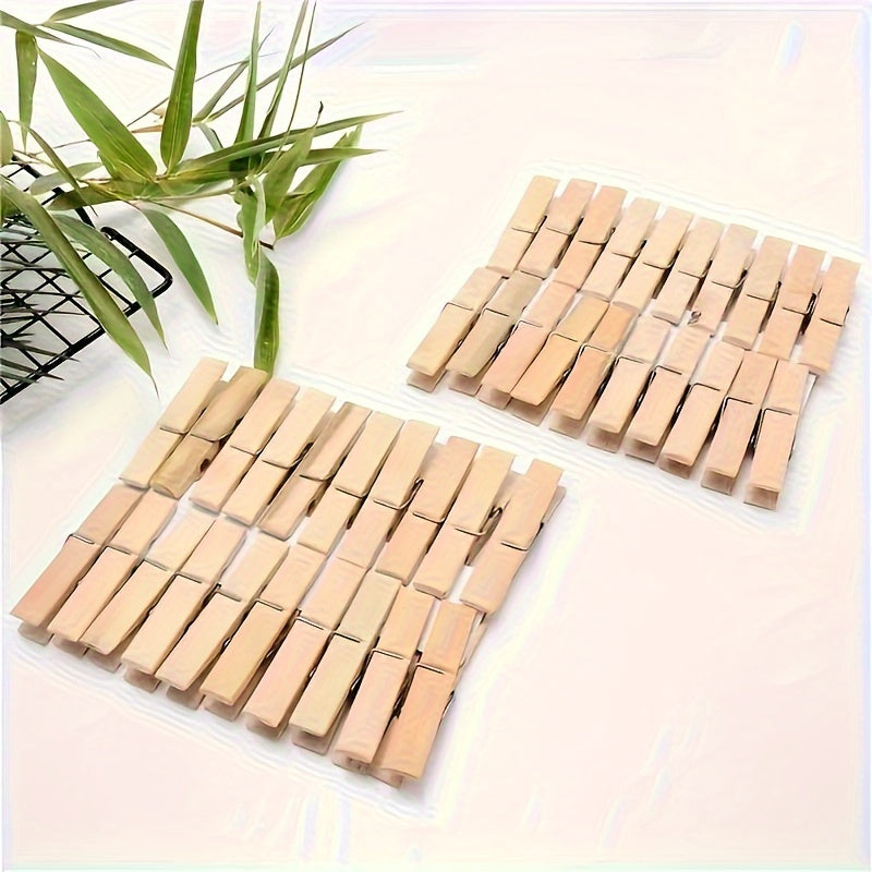 Set of 20 EcoBamboo Wooden Clothespins Weather-Resistant Laundry Clips for Air Drying Clothes