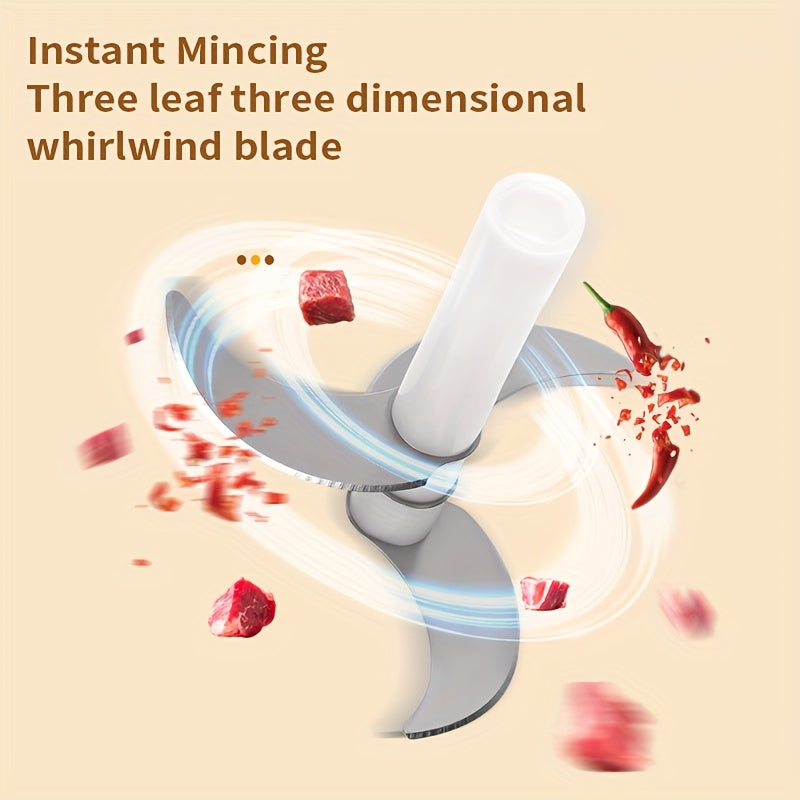 Pink Electric Meat Grinder and Vegetable Chopper Rechargeable USB Fast Grinding