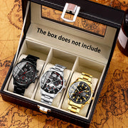 Set of 3 Men's Quartz Watches Stainless Steel Band Analog Calendar Wristwatches for Business and Gifting
