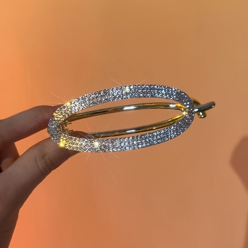 Золотая геометрическая заколка для волос для женщин с rhinestones и имитационными жемчужинами