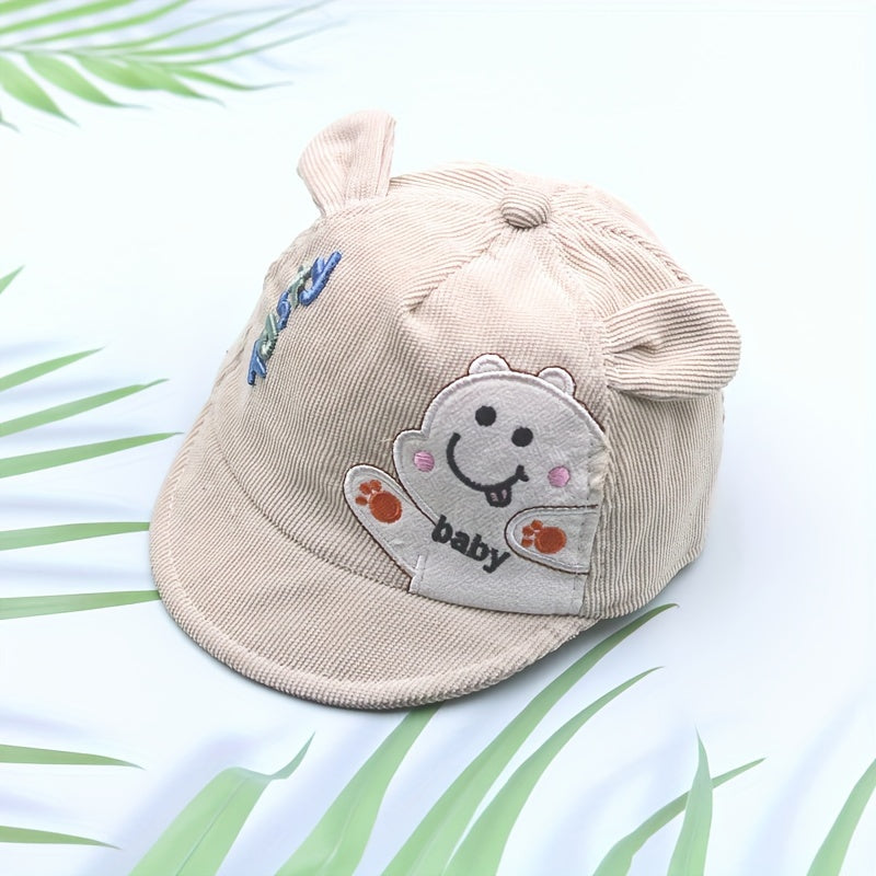 Kids Green Baseball Cap with Animal Patch Lightweight Stretchable Polyester All-Season Sun Protection