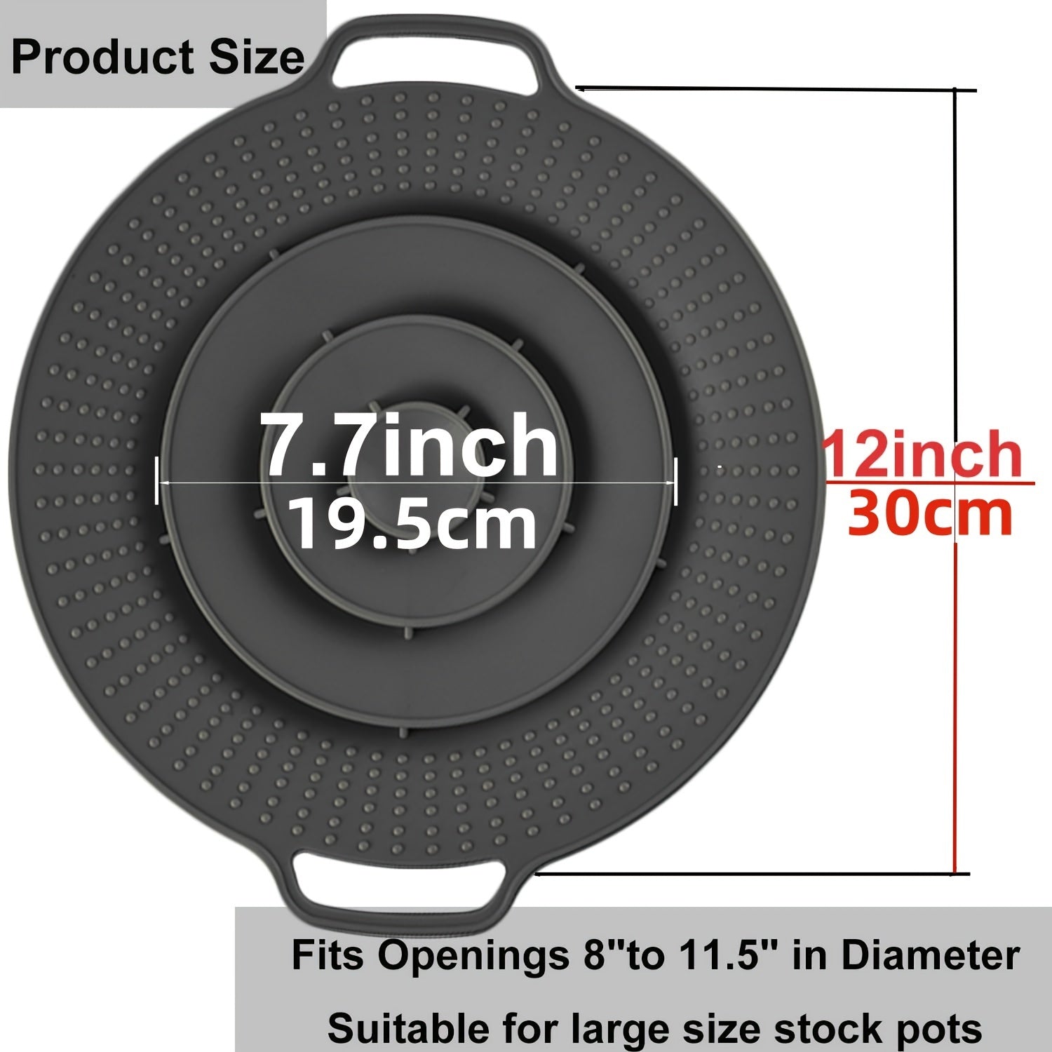 Silicone Pot Lid Cover 30.48cm Spill Stopper for Pans and Pots Kitchen Safeguard