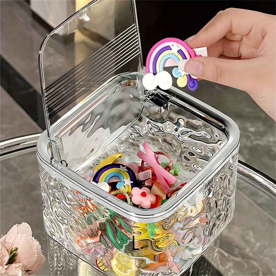 Qizlar uchun soch aksessuarlari saqlash qutisi, shaffof stol usti tashkilotchisi, soch kliplar va uzuklar uchun