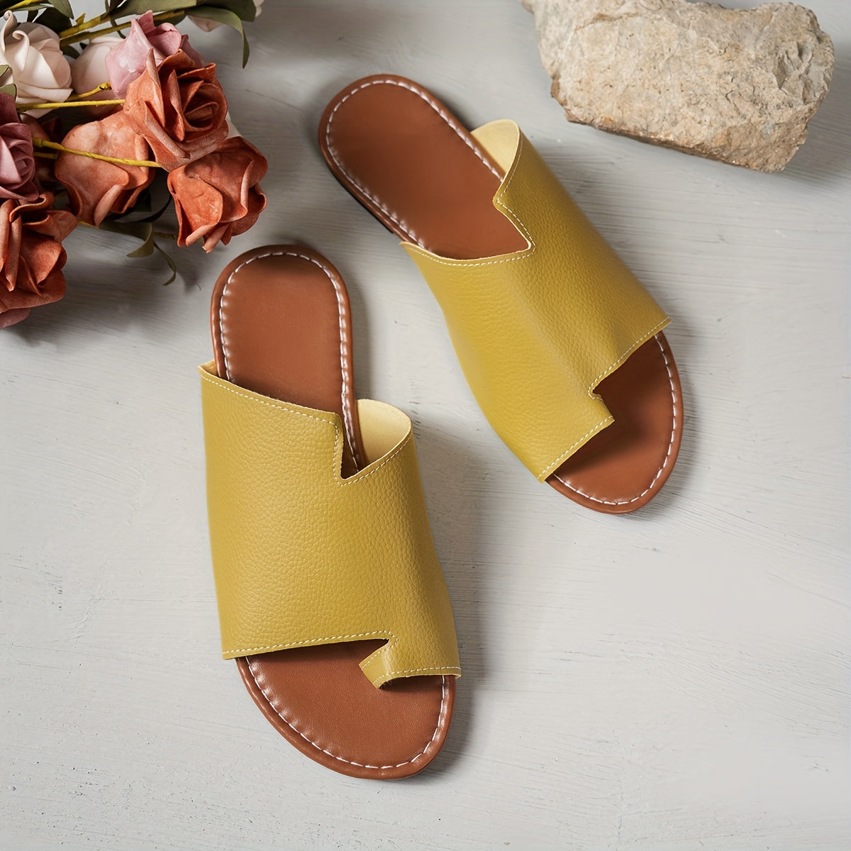 Women’s Summer Slip-On Toe Sandals Breathable Synthetic Casual Beach Shoes