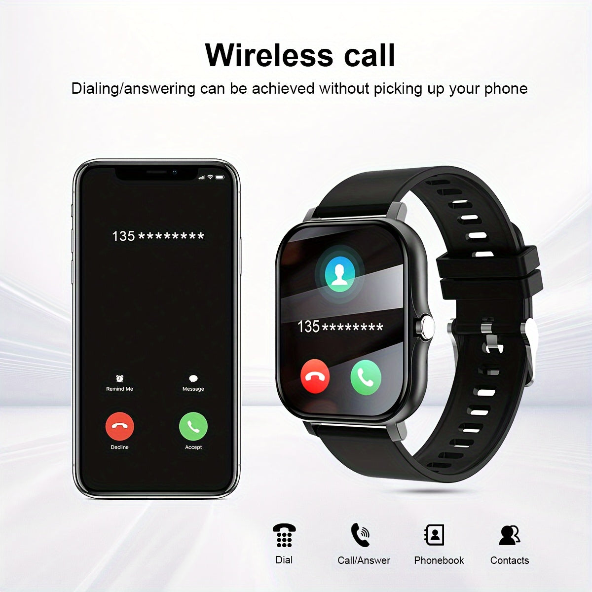 Men and Women 1.83-Inch HD Full Screen Touch Smart Watch with Call and Fitness Tracking