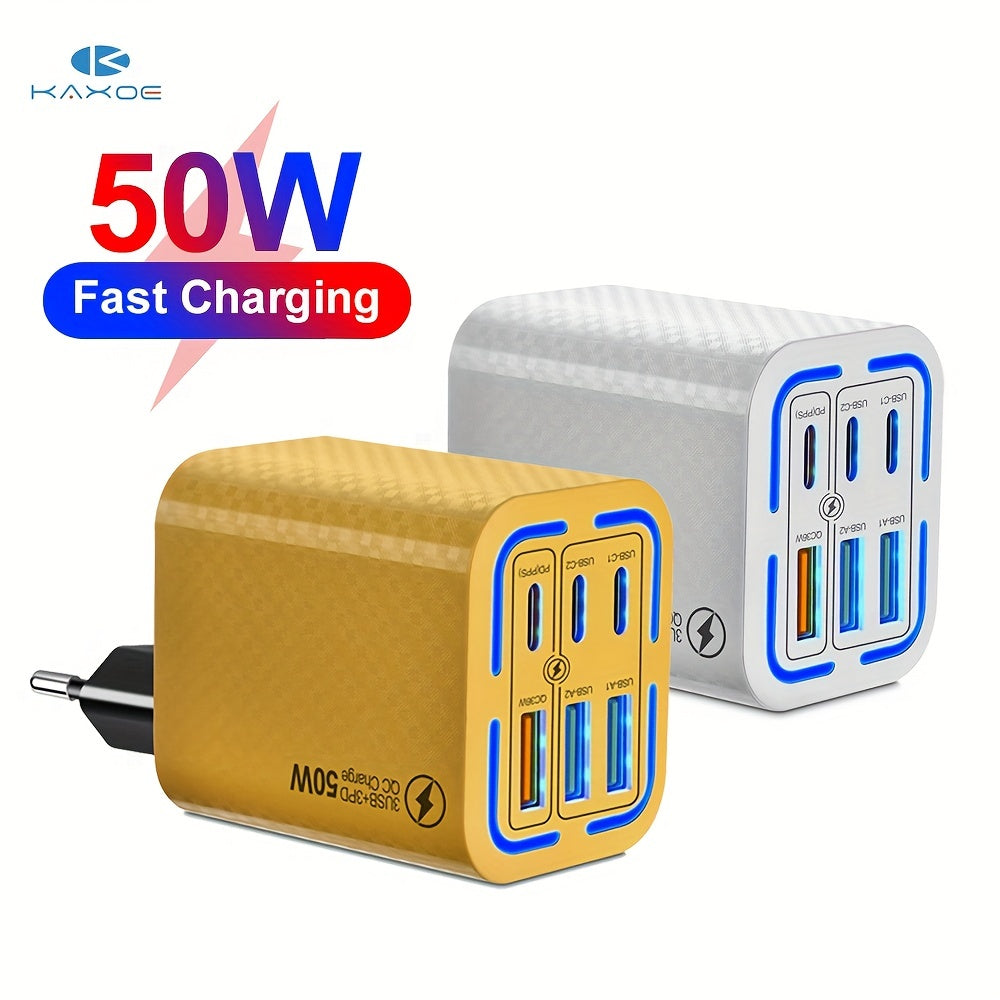 50W USB-C devor zaryadlagichi Yevropa standarti tez zaryadlash sayohat uchun mos iPhone Samsung uchun