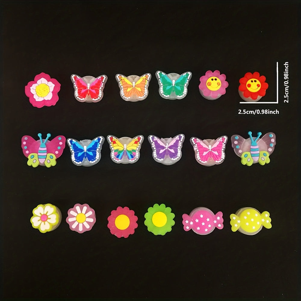 Girls Women LED Butterfly Sunflower Shoe Decorations 2pcs Colorful Light-Up Charms