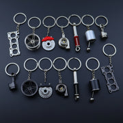Car Modification Keychains Set Zinc Alloy Black 7-Piece Auto Accessories